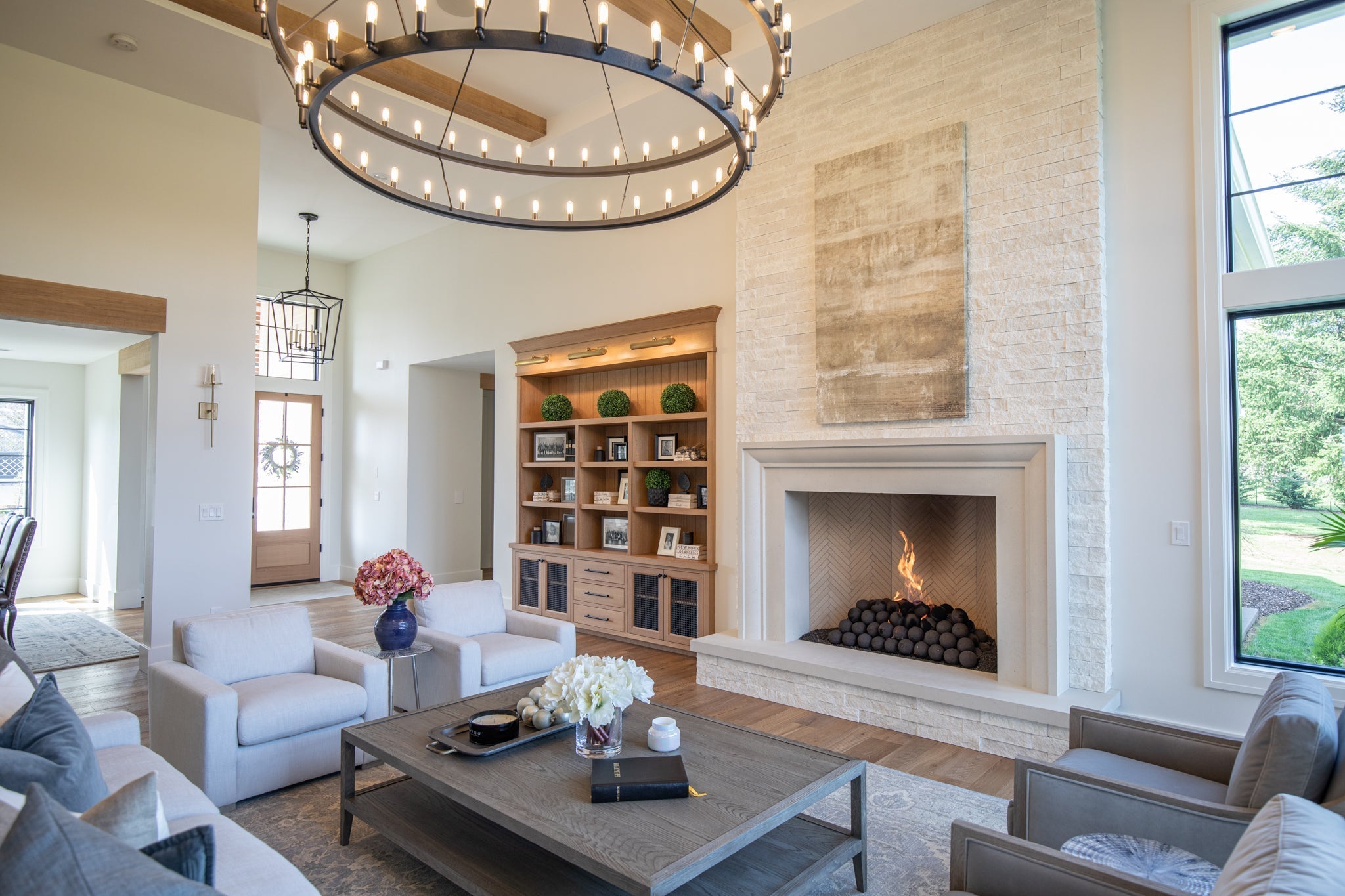 Verona cast stone fireplace surround installed in a client's home