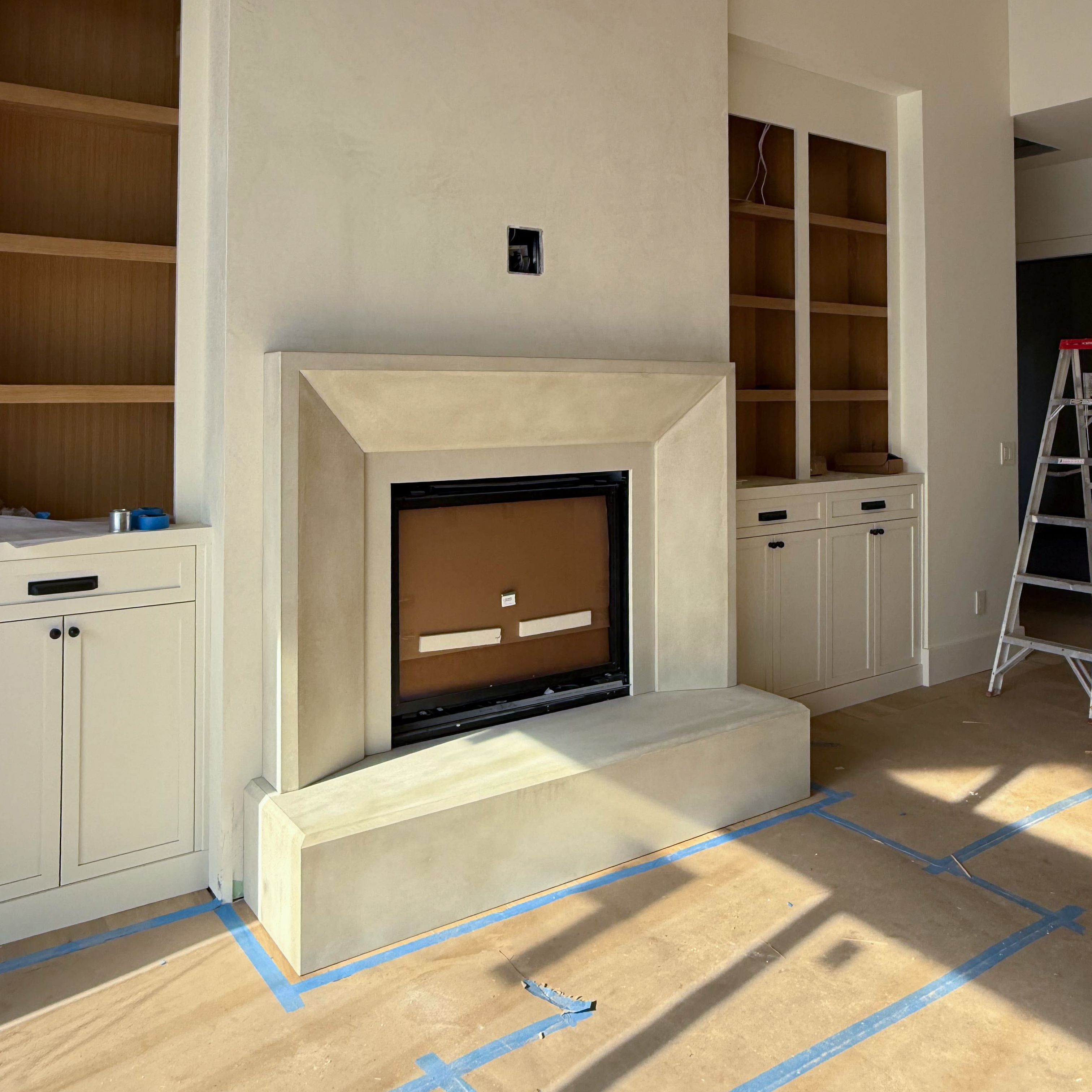 Vienna cast limestone surround installed in a modern living space