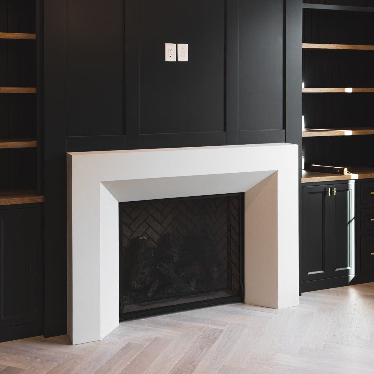 Monaco cast limestone surround in an office.